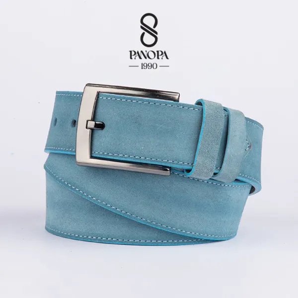 کمربند چرم جیر ساده مارکو آبی و قهوه ای